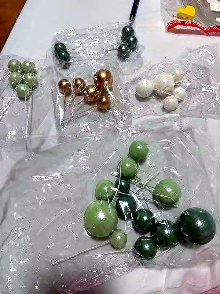 32-Piece Forest Green Ball Cake Toppers, Wild One Birthday, Woodland Baby Shower, Jungle Decorations