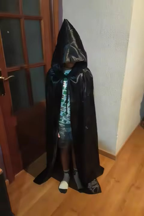 Halloween Black Hooded Cloak, Gothic Vampire Costume Cape Party Supply
