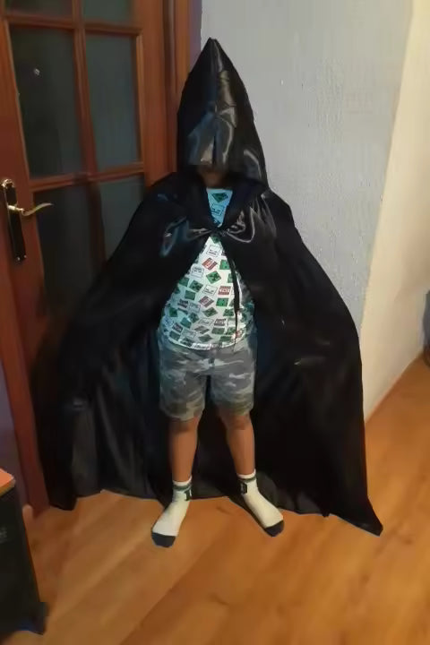 Halloween Black Hooded Cloak, Gothic Vampire Costume Cape Party Supply