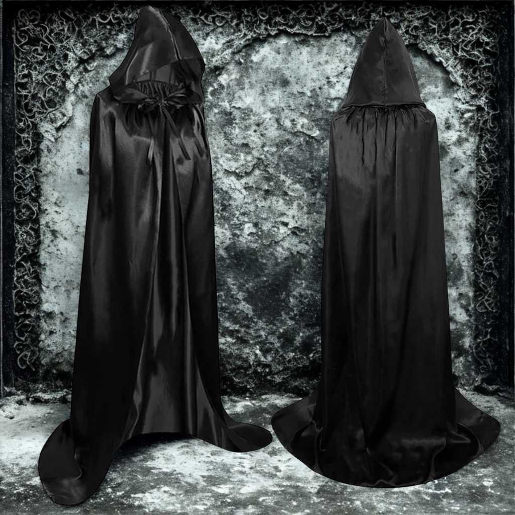 Halloween Black Hooded Cloak, Gothic Vampire Costume Cape Party Supply