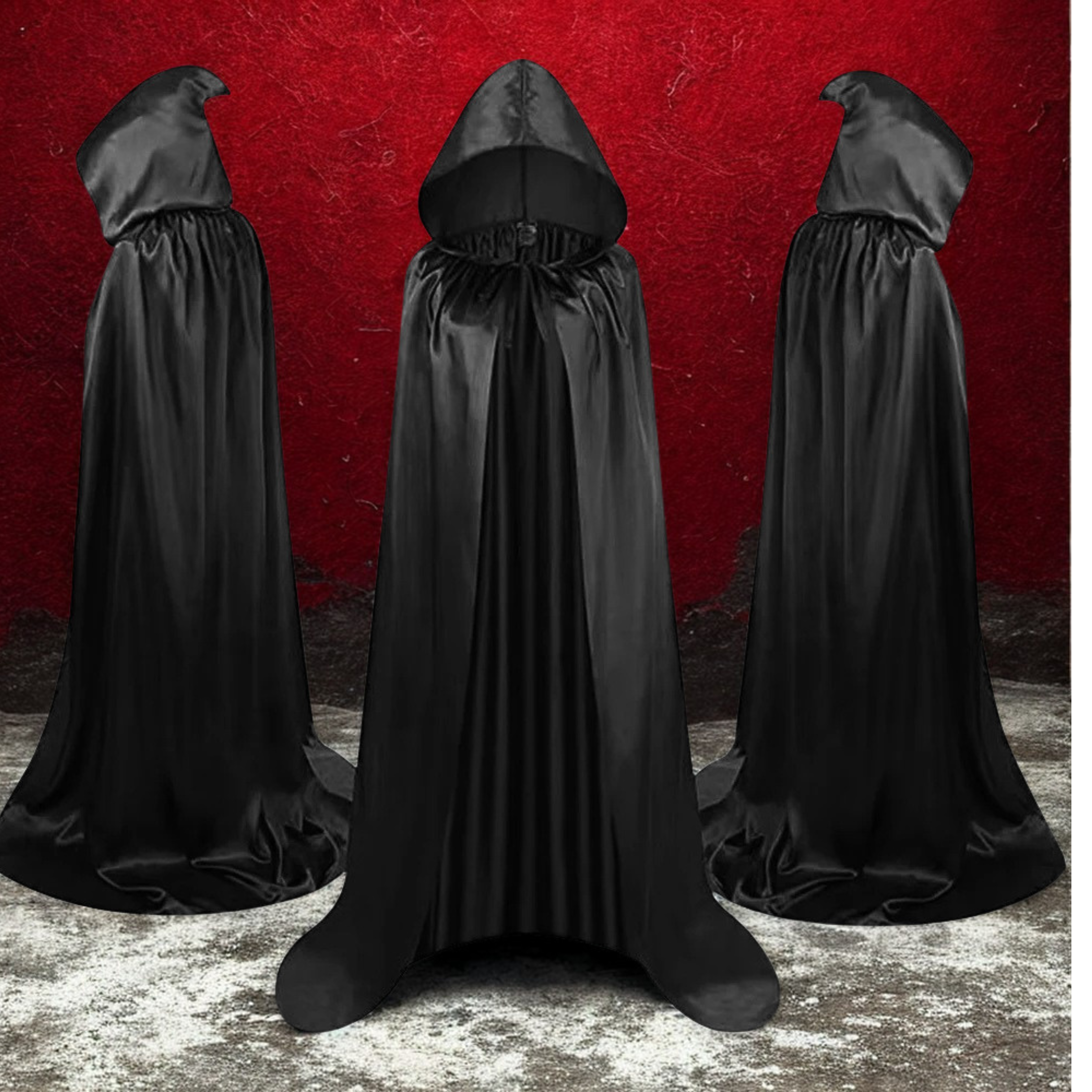 Halloween Black Hooded Cloak, Gothic Vampire Costume Cape Party Supply