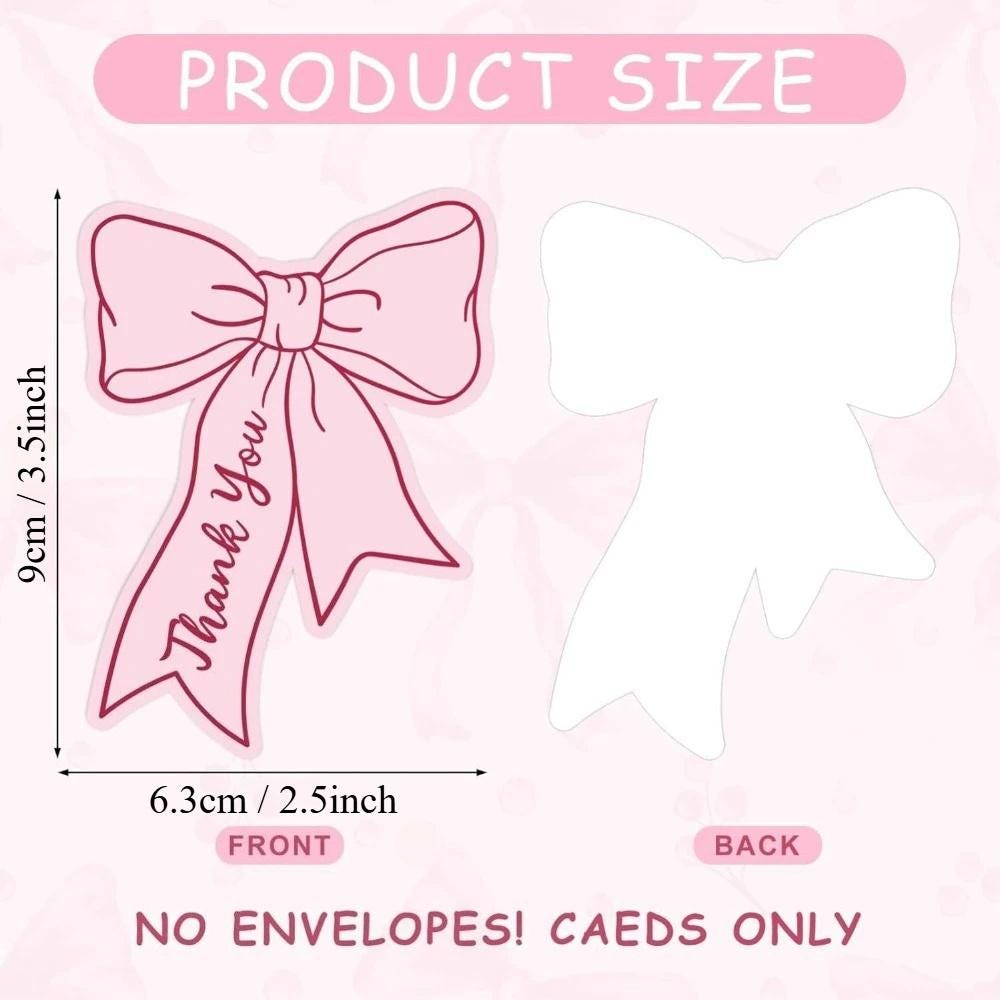 Pink Coquette Bow Thank You Cards, Stationery Bow Labels, Gift Wrap Seals