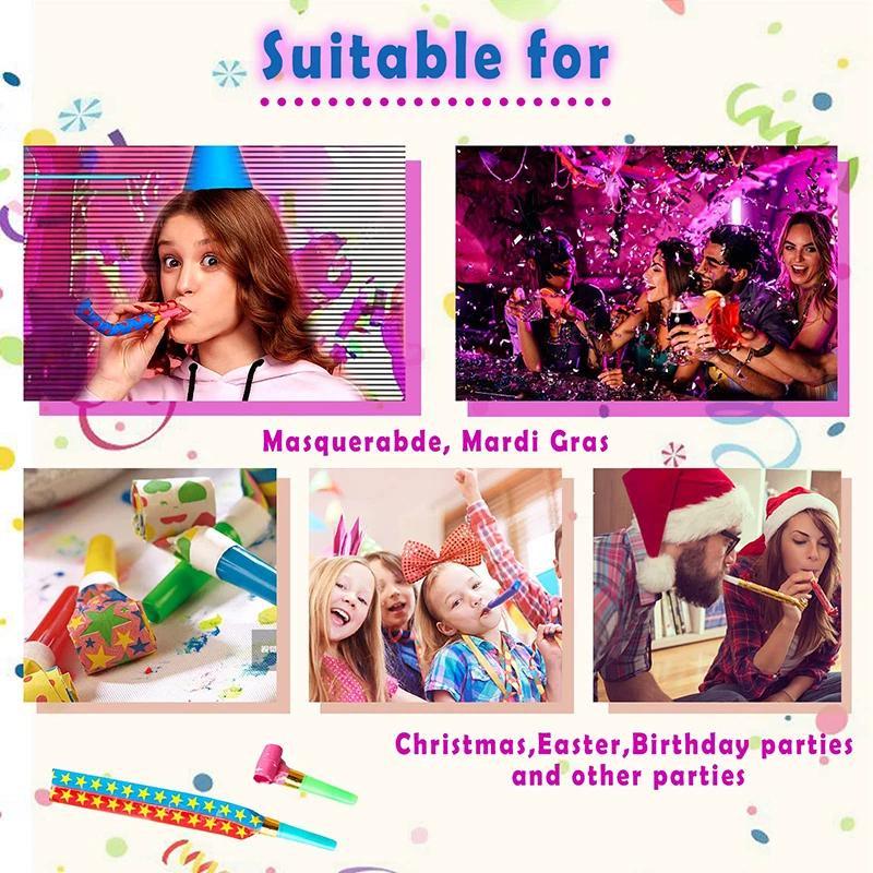 Party Blower Noise Maker 30-Pack | Multi-Color Whistle Toy | Birthday Party Supplies & Favors