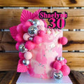 30-piece Hot Pink Disco Ball Cake Toppers, Glam Party Decorations
