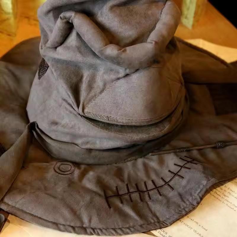 Distressed Brown Wizard Witch Hat, Pointed Warlock Halloween Decor