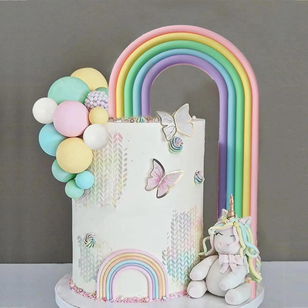 Pastel Rainbow Foam Balls Cake Topper Set | Whimsical Dessert Decorations 28 pcs