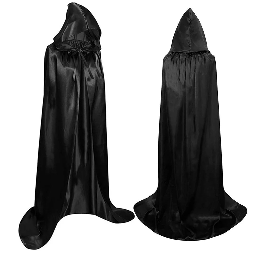 Halloween Black Hooded Cloak, Gothic Vampire Costume Cape Party Supply