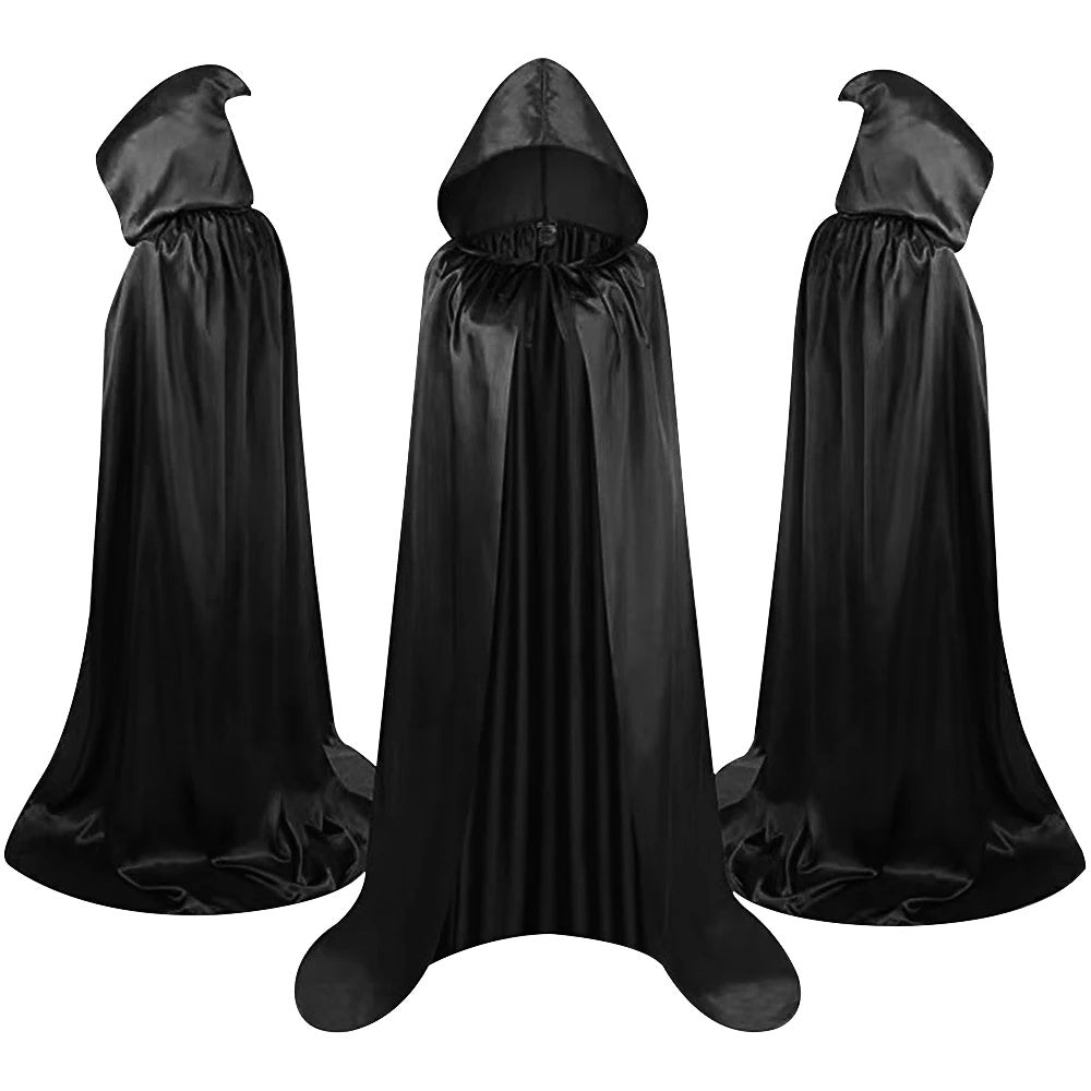 Halloween Black Hooded Cloak, Gothic Vampire Costume Cape Party Supply