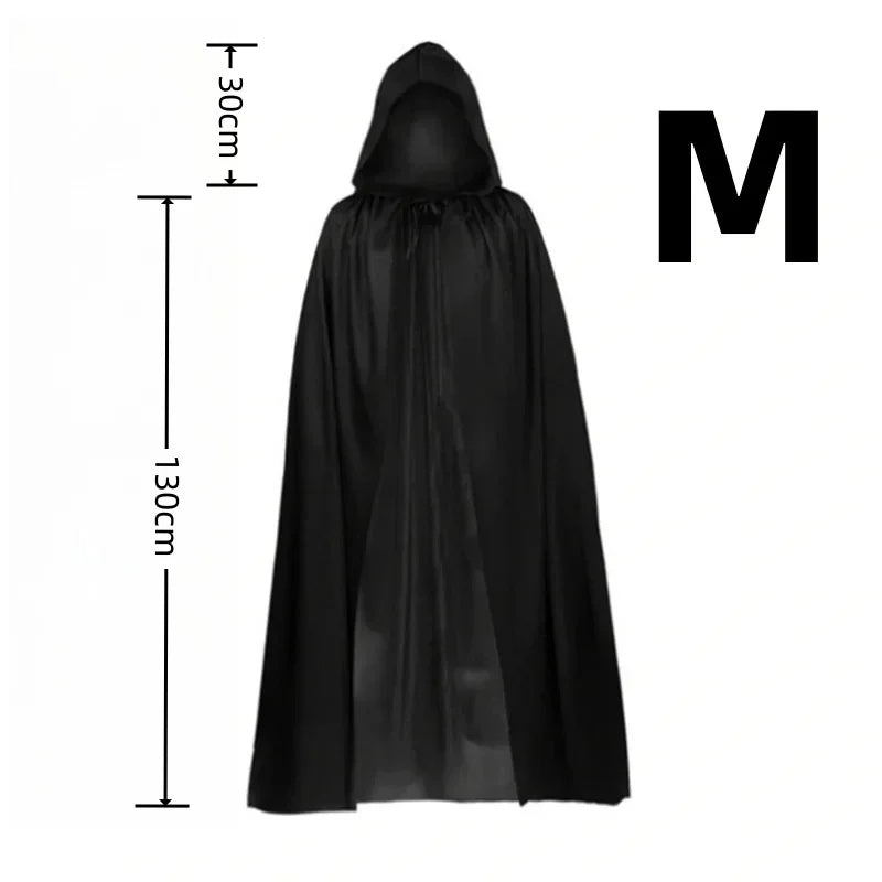 Halloween Black Hooded Cloak, Gothic Vampire Costume Cape Party Supply