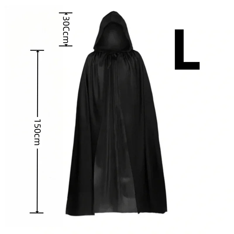 Halloween Black Hooded Cloak, Gothic Vampire Costume Cape Party Supply