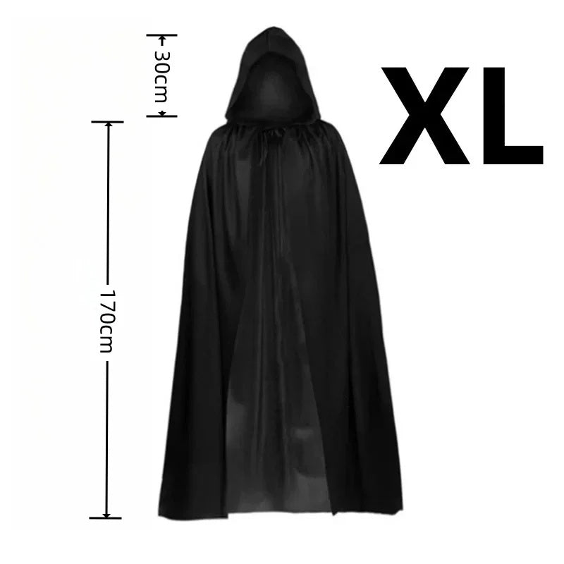 Halloween Black Hooded Cloak, Gothic Vampire Costume Cape Party Supply