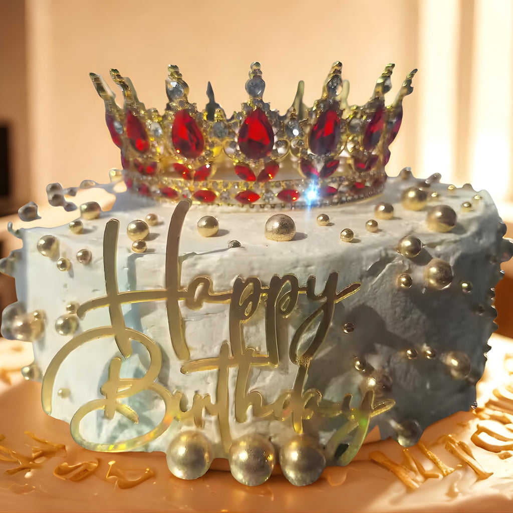 Crown Cake Topper | Red Gem Tiara Cake Decor
