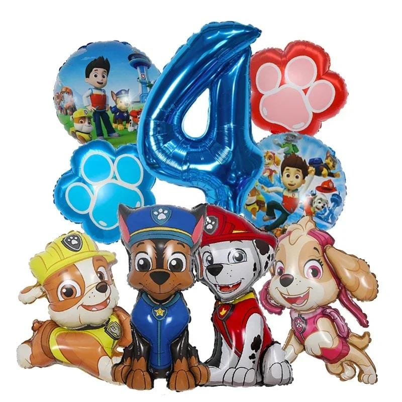 9- Piece Dog Character Mylar Balloon Set: Birthday Party Decorations