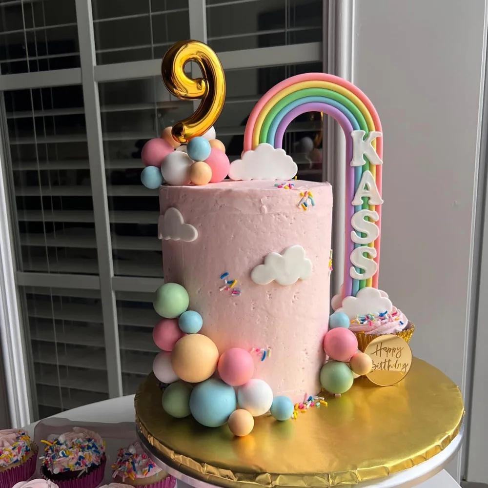 Pastel Rainbow Foam Balls Cake Topper Set | Whimsical Dessert Decorations 28 pcs
