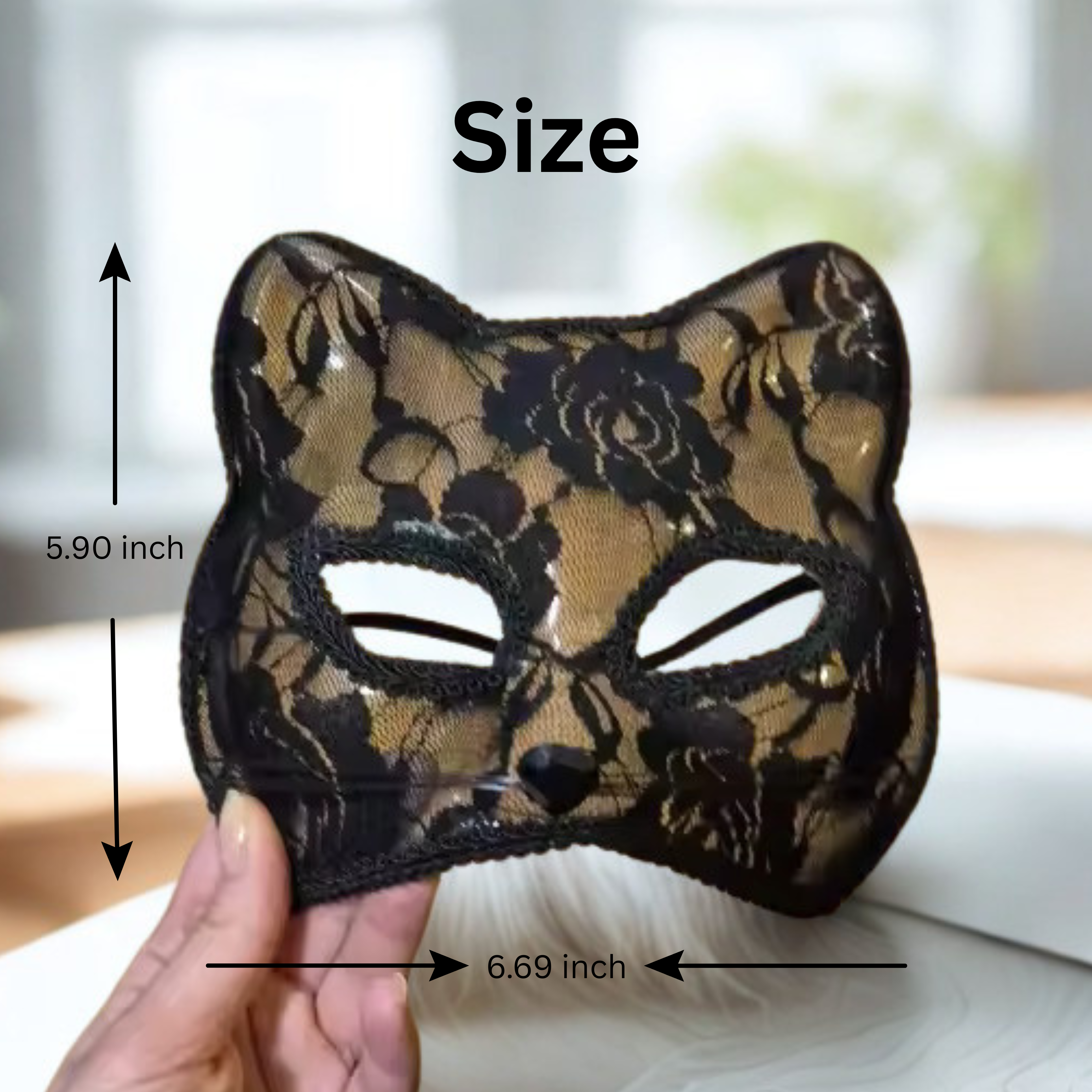 Black Lace Cat Mask, Venetian Masquerade Eye Mask, Cosplay Party Accessory