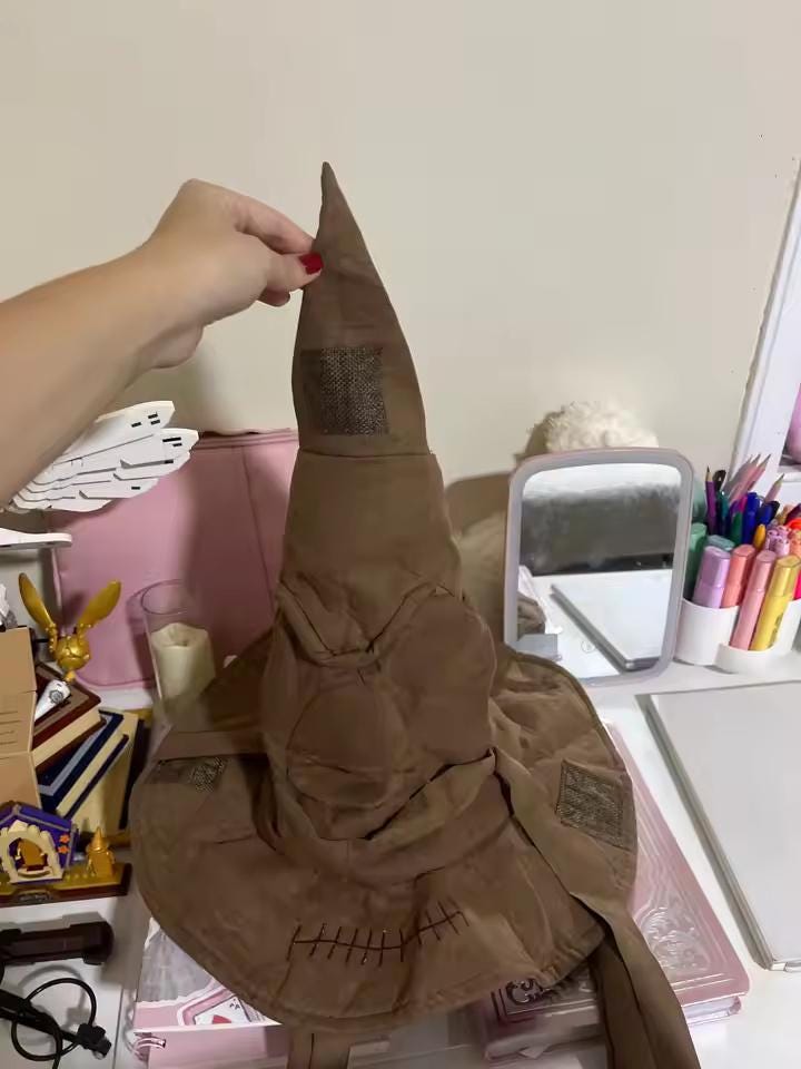 Distressed Brown Wizard Witch Hat, Pointed Warlock Halloween Decor