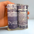 12pc Blue and White Washi Tape Set | Chinoiserie Pattern Decorative Adhesive for Journaling & Scrapbooking