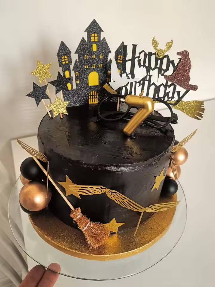 26-piece Wizard Cake Topper Set, Glasses, Broom, Witch Party Supplies, Birthday Decor