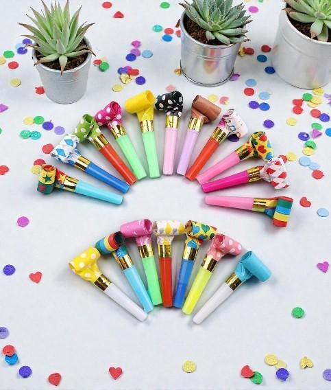 Party Blower Noise Maker 30-Pack | Multi-Color Whistle Toy | Birthday Party Supplies & Favors