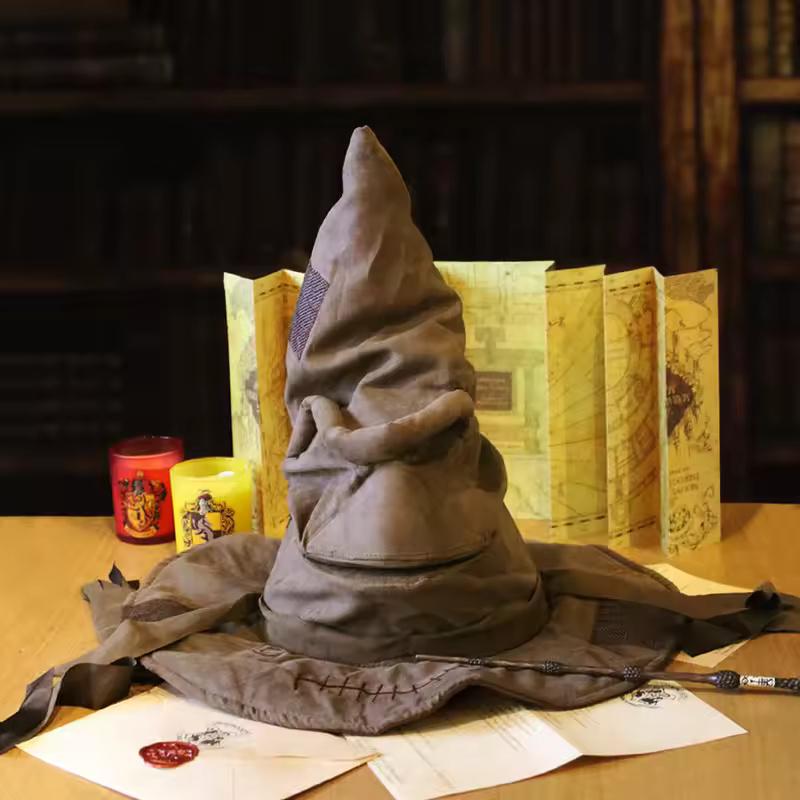 Distressed Brown Wizard Witch Hat, Pointed Warlock Halloween Decor
