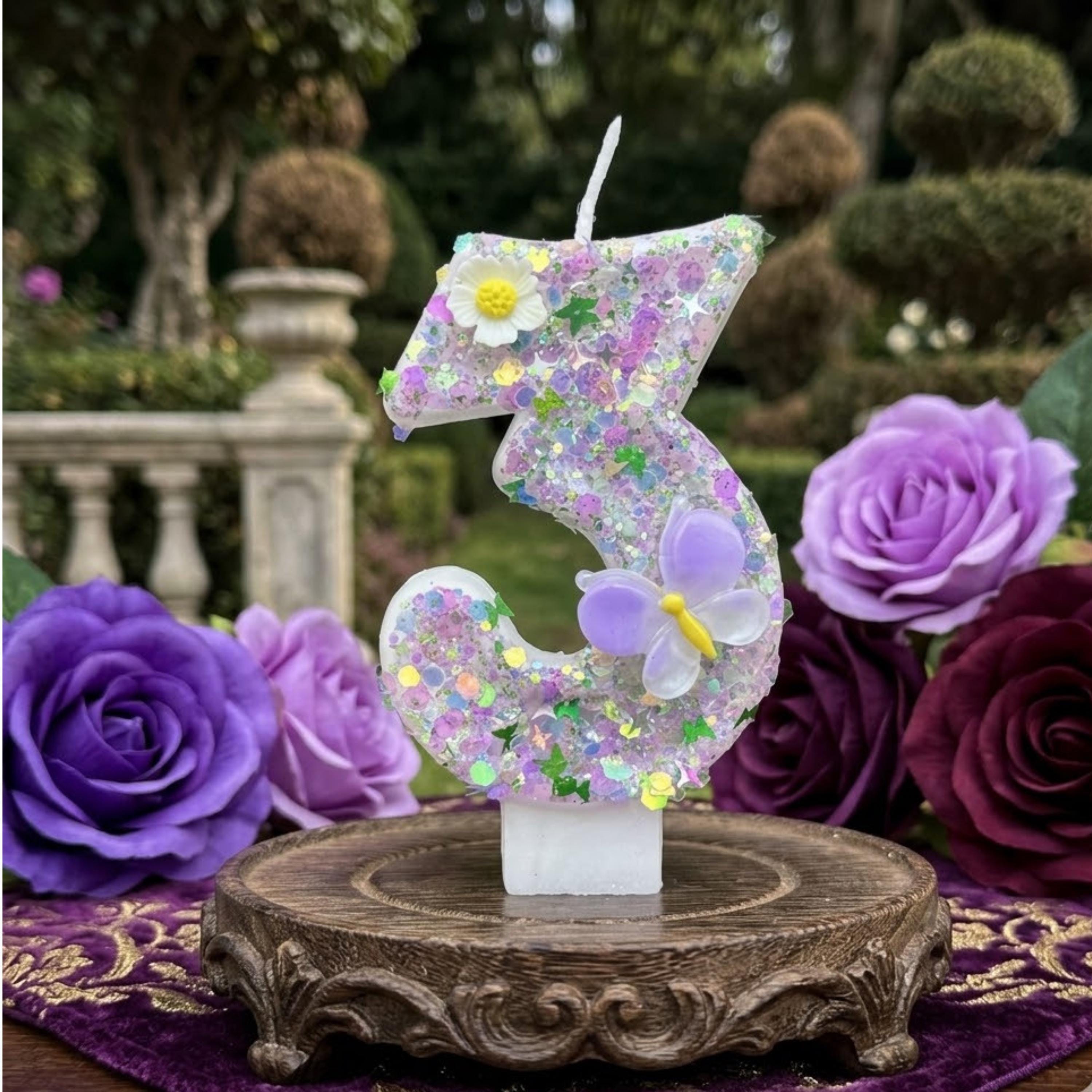 Purple Butterfly Birthday Cake Candle | DIY Party Decoration