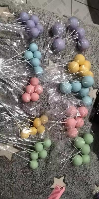 30-piece Pastel Multi-Color Foam Balls Cake Topper Set
