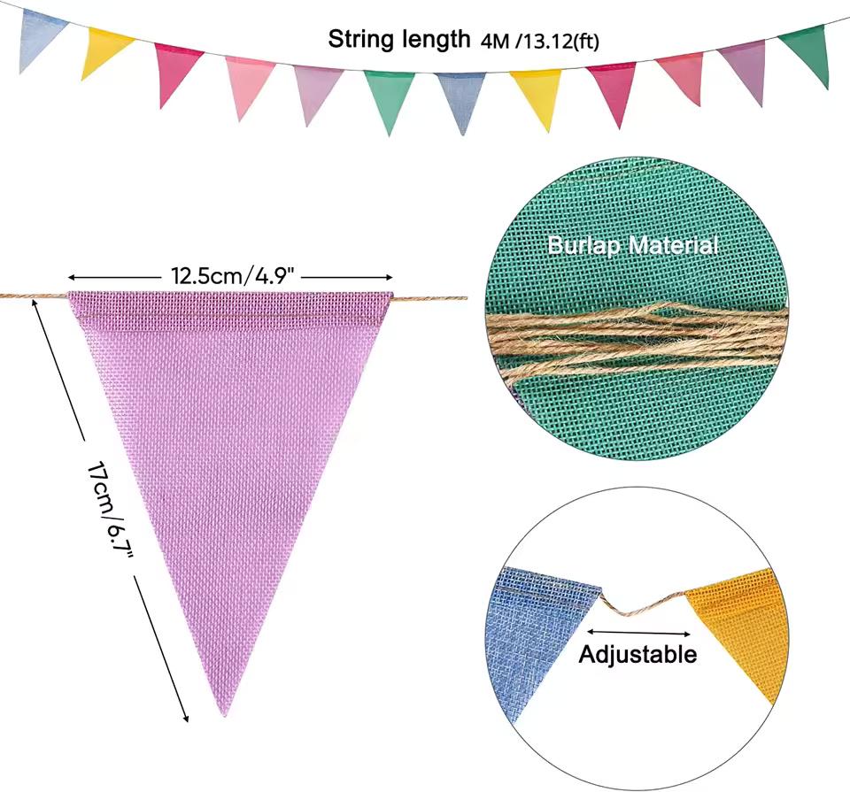 Soft Pastel Triangle Bunting, Macaron Rainbow Banner, Boho Birthday Baby Shower Decor