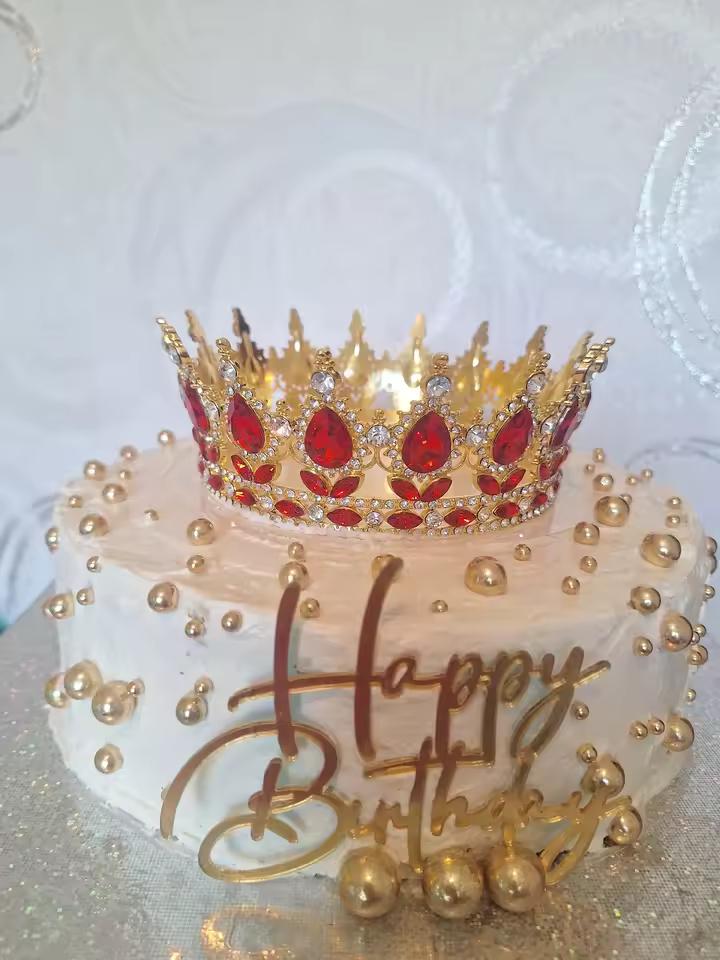 Crown Cake Topper | Red Gem Tiara Cake Decor