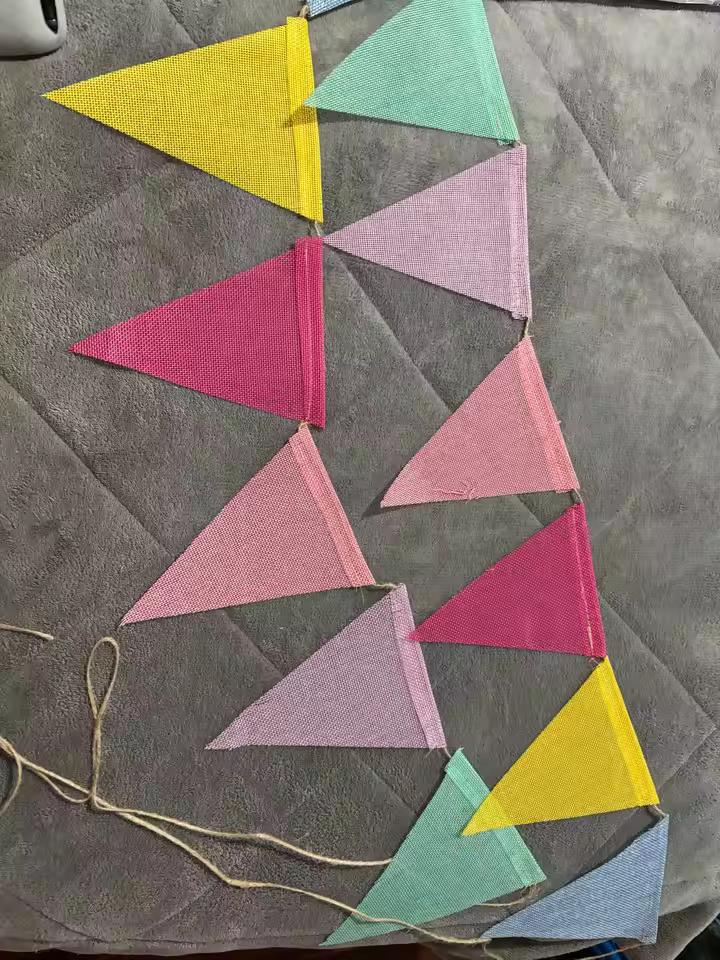 Soft Pastel Triangle Bunting, Macaron Rainbow Banner, Boho Birthday Baby Shower Decor
