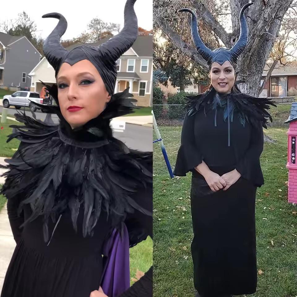 Evil Queen Headpiece, Dark Fairy Cosplay Mask, Halloween Horns Villain Costume