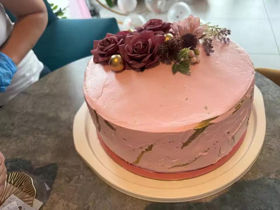 12-Piece Mauve Rose Flower Cake Topper Set, Dusty Pink Floral Birthday Decorations