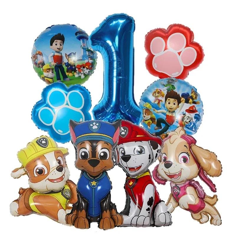 9- Piece Dog Character Mylar Balloon Set: Birthday Party Decorations