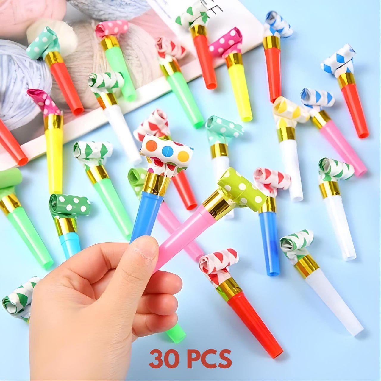 Party Blower Noise Maker 30-Pack | Multi-Color Whistle Toy | Birthday Party Supplies & Favors