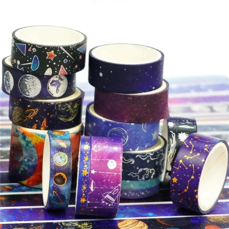 19-roll Celestial Galaxy Washi Tape Set, 19 Rolls Space Theme Journaling Crafts