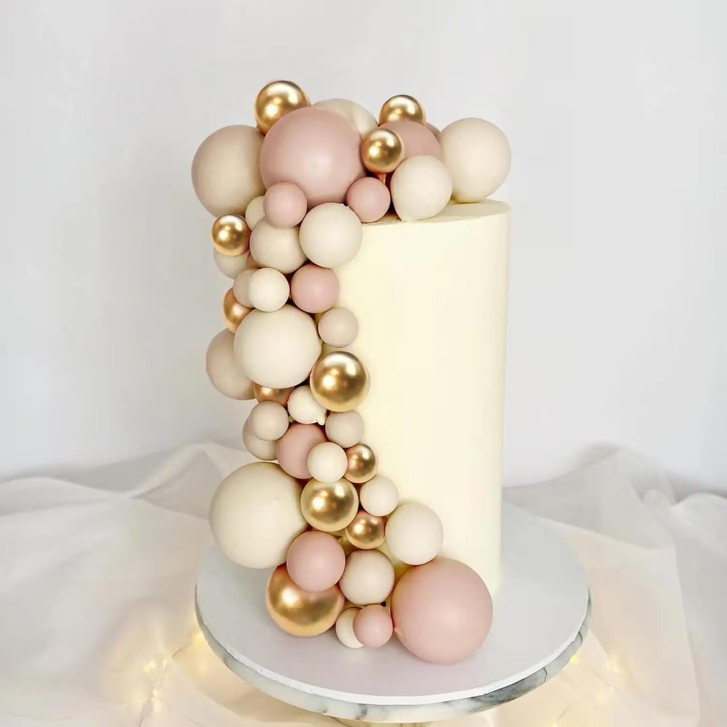 32-Piece Apricot Cake Ball Toppers, Pastel Ball Decor Set Baby Shower Birthday Wedding Celebration