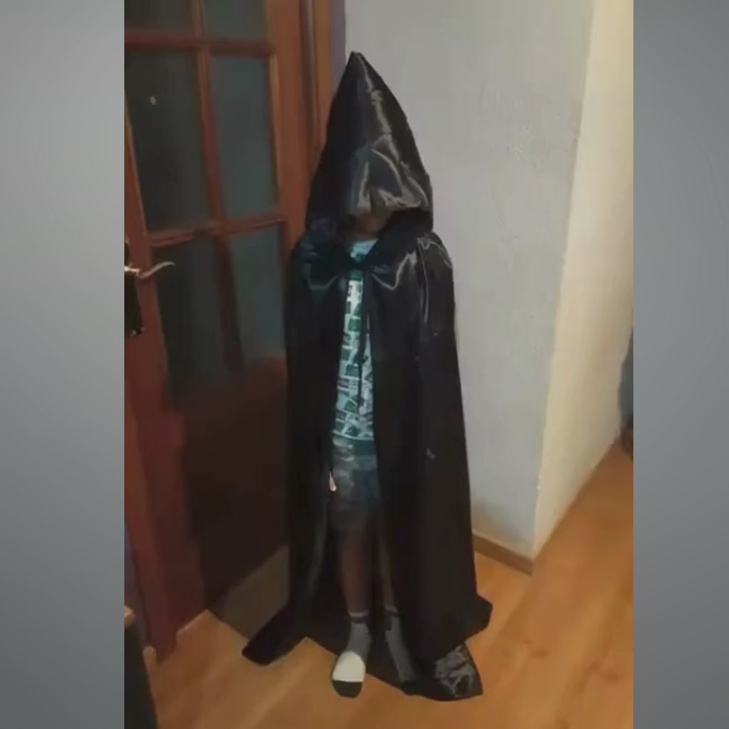 Halloween Black Hooded Cloak, Gothic Vampire Costume Cape Party Supply