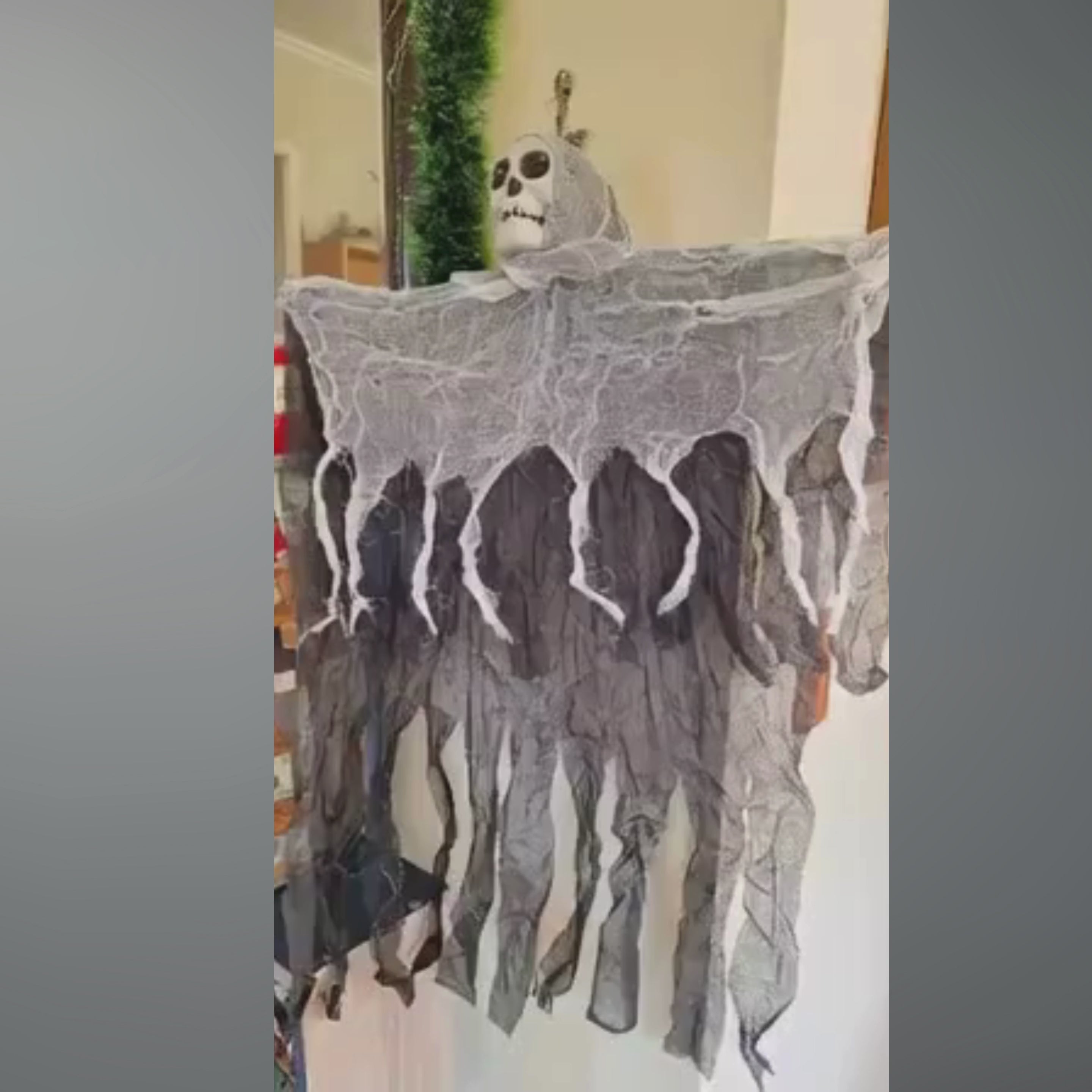 Hanging Ghost Skeleton Decoration, Scary Floating Grim Reaper Prop, Haunted House Indoor Outdoor Yard Decor