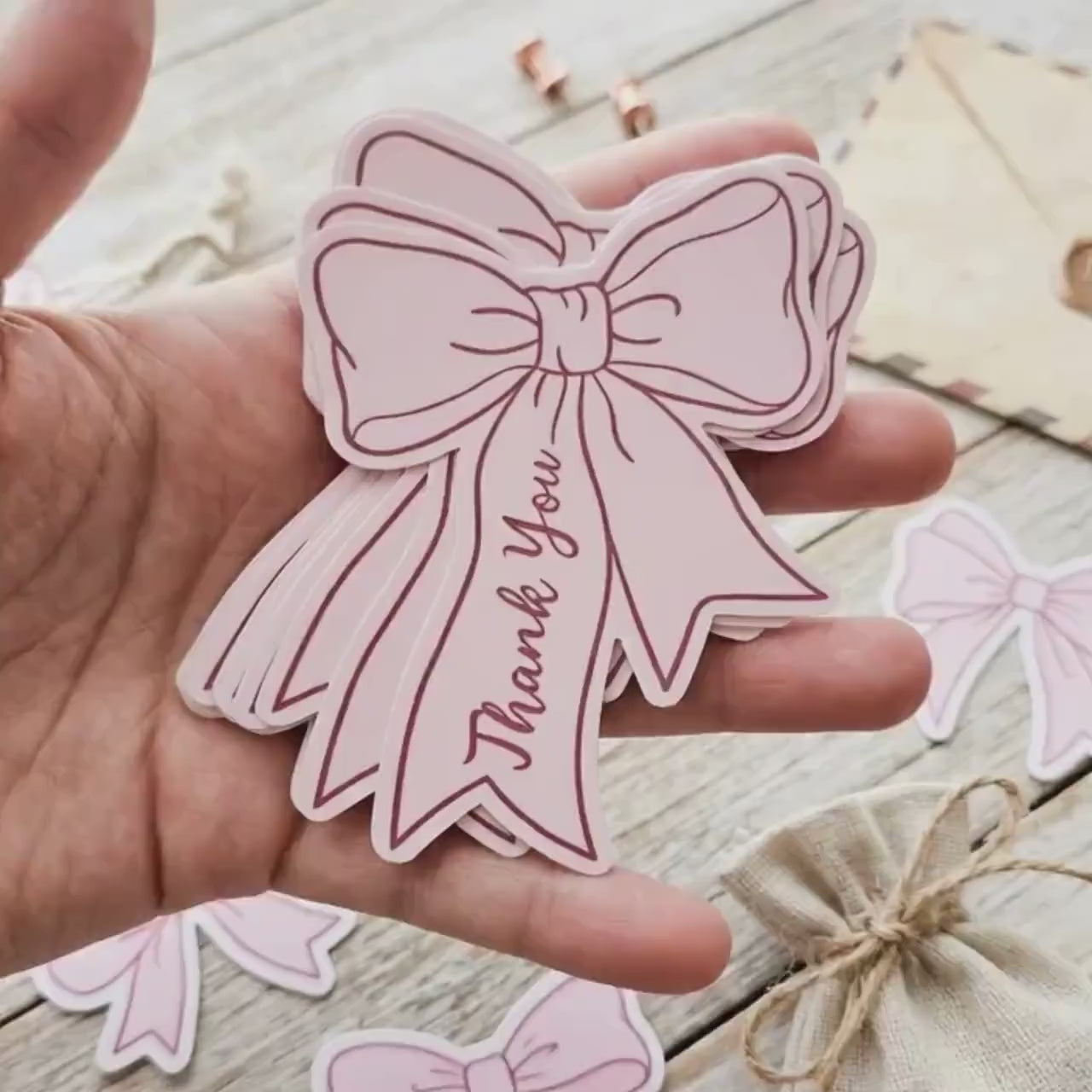 Pink Coquette Bow Thank You Cards, Stationery Bow Labels, Gift Wrap Seals