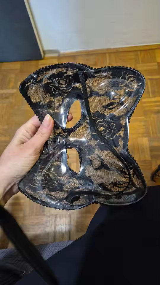 Black Lace Cat Mask, Venetian Masquerade Eye Mask, Cosplay Party Accessory