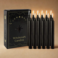 12pc Black Chime Taper Candles, Gothic Halloween Party Decor, Wiccan Altar Supplies